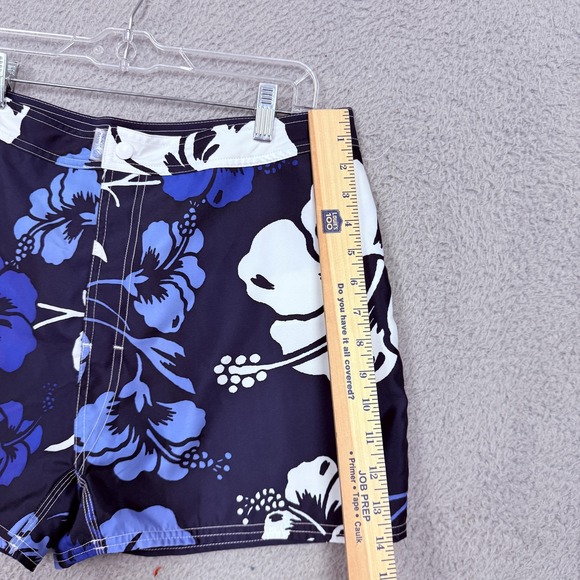 Beach Rays Board Shorts Womens 12 Blue Floral Hawaiian Swim Lined Quick Dry - Picture 8 of 10